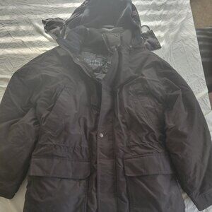 Claiborne Extreme Cold Heavy Duck Downfill Blend Black Hooded Mens Jacket XL